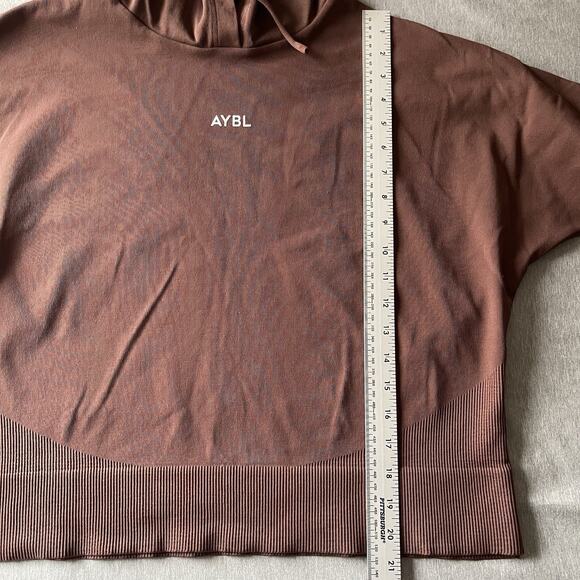 AYBL Seamless Hoodie XL Brown Cropped Athleisure Activewear Casual NWOT - Picture 3 of 8